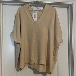 Cream short sleeve oversize blouse NWT